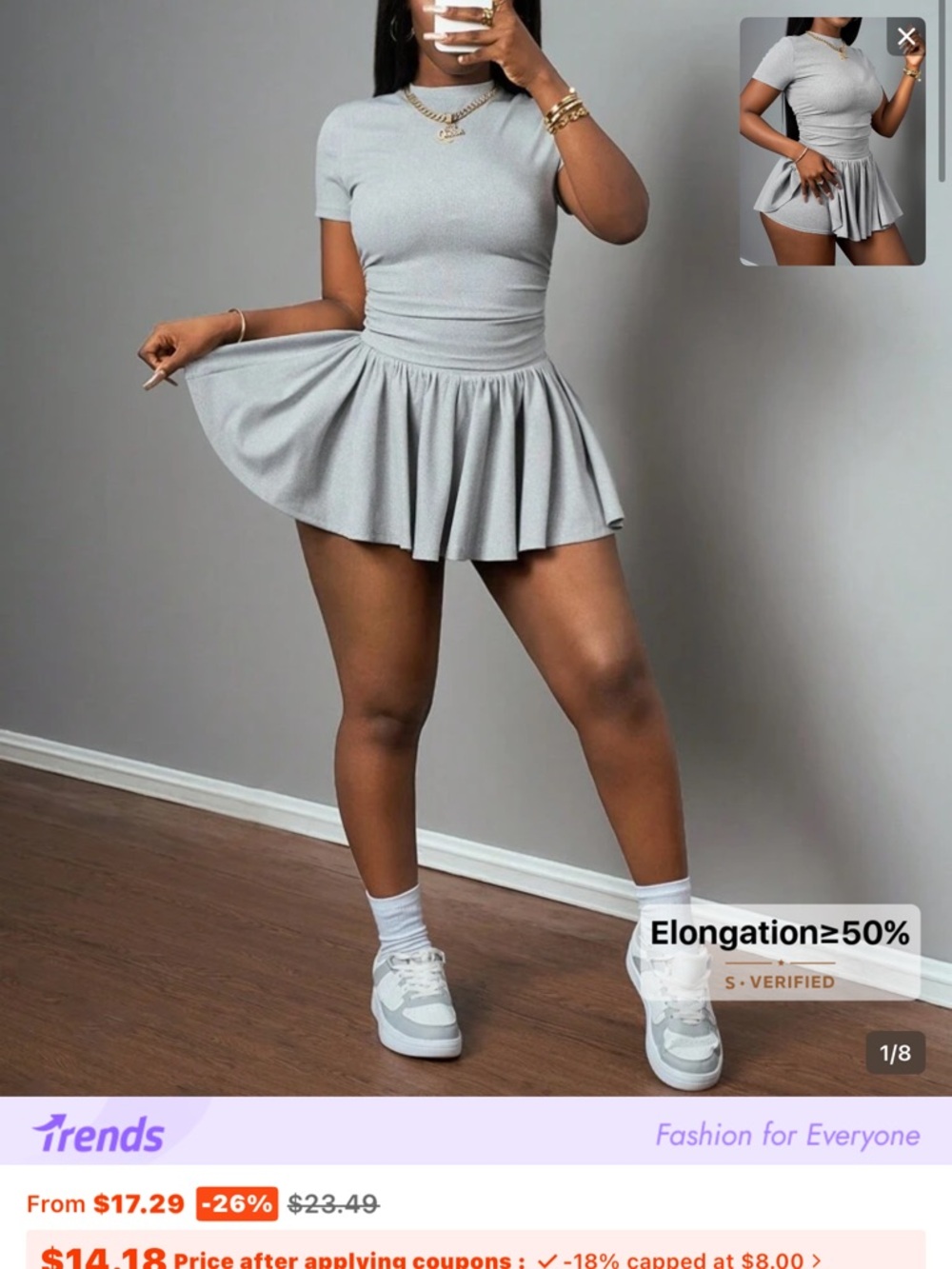 SHEIN Light Gray Short Skater Skirt Set